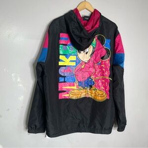 Vtg 90s Y2K Disney MICKEY MOUSE Size Medium Colorblock Hooded Windbreaker Pocket